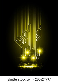 dark yellow color Light Abstract Technology background for computer graphic website internet and business. circuit. vector illustration. star. spark.