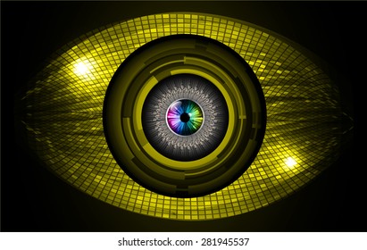 dark yellow color Light Abstract Technology background for computer graphic website internet and business. circuit. vector illustration. infographics. eye eyeball.