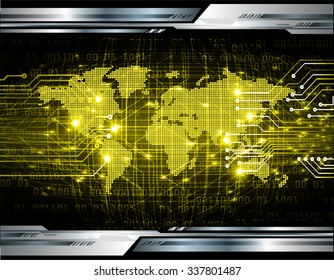 dark yellow color Light Abstract Technology background for computer graphic website internet business.circuit.illustration. infographics. binary code. www.vector.motion move blur. World map Global