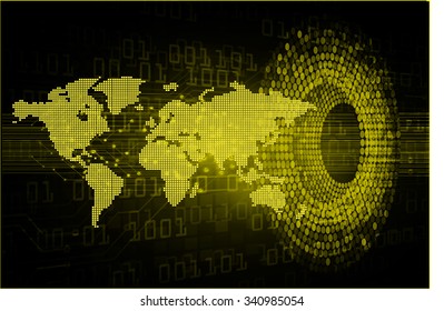 Dark yellow color Light Abstract Technology background for computer graphic website internet and business.circuit.vector illustration.infographics. motion move.neon. pixel, Padlock, World Map, Global