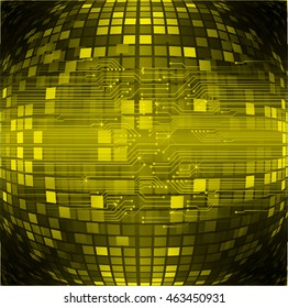 Dark yellow color Light Abstract pixels Technology background for computer graphic website internet. circuit board. text box. Mosaic, table