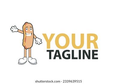 dark yellow color toast food mascot vector with smile and happy style