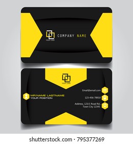 Dark Yellow creative modern name card and business card with horizontal standard size vector illustration template.