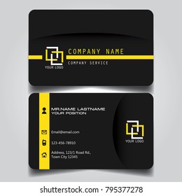 Dark Yellow creative modern name card and business card with horizontal standard size vector illustration template.
