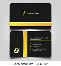 Dark Yellow creative modern name card and business card with horizontal standard size vector illustration template.