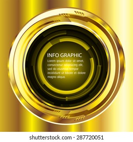 Dark yellow gold Light circle Abstract Technology background for computer graphic website internet. text box.Brochure.card.banner. label. infographics.Metals, alloys, steel, aluminum.button