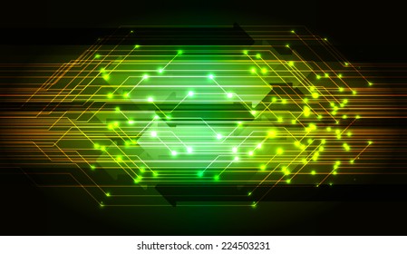 Dark yellow green Light Abstract Technology background for computer graphic website and internet, circuit board.