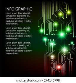 dark yellow green red Light Abstract Technology background for computer graphic website internet and business. circuit. illustration. infographics. text box.Brochure. card. banner flyer magazine label