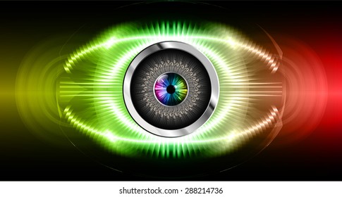 Dark yellow green red silver Abstract light lamps background for Technology computer graphic website internet business. Vector illustration.Spot Effect. neon, Spotlights. eye. eyeball. bright. grow