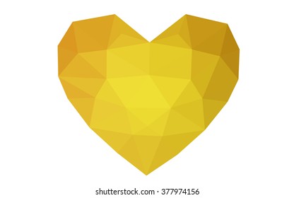 Dark Yellow heart isolated on white background. Geometric rumpled triangular low poly origami style gradient graphic illustration. Vector polygonal design for your business. Dark Yellow heart isolated on white background. Geometric rumpled triangular low poly origami style gradient graphic illustration. Vector polygonal design for your business.