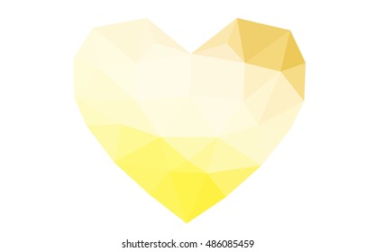 Dark Yellow heart isolated on white background. Geometric rumpled triangular low poly origami style gradient graphic illustration. Vector polygonal design for your business.