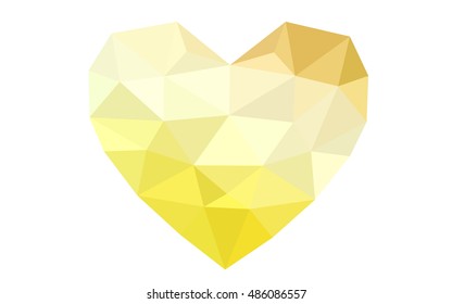 Dark Yellow heart isolated on white background. Geometric rumpled triangular low poly origami style gradient graphic illustration. Vector polygonal design for your business.