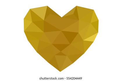 Dark Yellow heart isolated on white background. Geometric rumpled triangular low poly origami style gradient graphic illustration. Vector polygonal design for your business. Dark Yellow heart isolated on white background. Geometric rumpled triangular low poly origami style gradient graphic illustration. Vector polygonal design for your business.