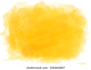 Dark yellow horizontal watercolor backdrop with transparent edges. Vector.