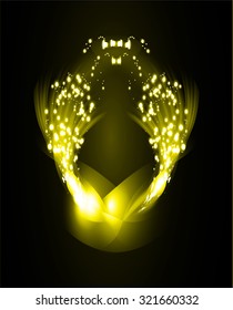 Dark yellow light Abstract background. illustration. fire. ray. scintillate, spark, sparkle. aura. flame, Spark, motion move