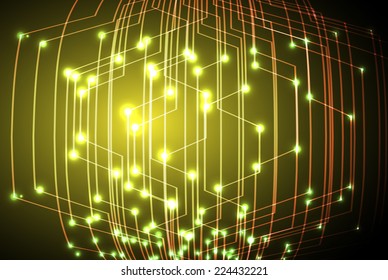 Dark yellow Light Abstract Technology background for computer graphic website and internet, circuit board.