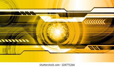 Dark yellow Light Abstract Technology background for computer graphic website and internet, circuit board. Sound waves.