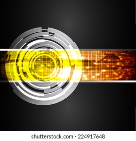 Dark yellow Light Abstract Technology background for computer graphic website and internet, circuit board. Black. Silver.