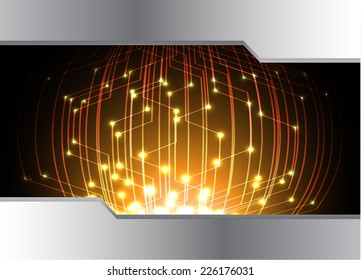 Dark yellow Light Abstract Technology background for computer graphic website and internet, circuit board.