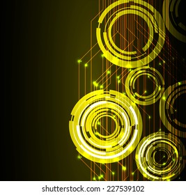 Dark yellow Light Abstract Technology background for computer graphic website internet. text box. Brochure. card. circuit board.