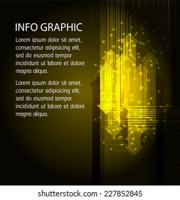 Dark yellow Light Abstract Technology background for computer graphic website internet. text box. Brochure. card. circuit. arrow.