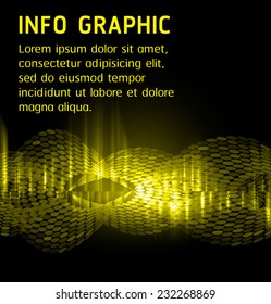 Dark yellow Light Abstract Technology background for computer graphic website internet and business. text box. Brochure. card. wave. 