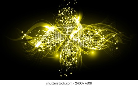 Dark yellow Light Abstract Technology background for computer graphic website internet and business. wave.