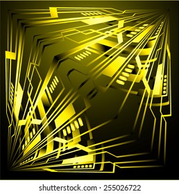 Dark yellow Light Abstract Technology background for computer graphic website internet. circuit