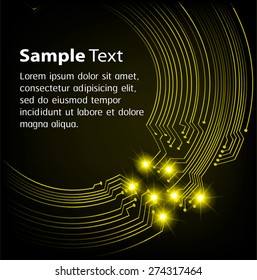 dark yellow Light Abstract Technology background for computer graphic website internet and business. circuit illustration infographics. text box.Brochure card. banner flyer magazine label
