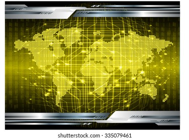 dark yellow Light Abstract Technology background for computer graphic website internet business. circuit. illustration. digital. infographics. binary code. www. vector. motion move. World map, Global