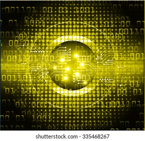 dark yellow Light Abstract Technology background for computer graphic website internet and business. circuit. illustration.digital.infographics. binary code. zero one. vector.eye