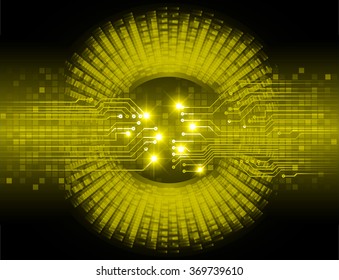 dark yellow Light Abstract Technology background for computer graphic website internet and business. circuit. illustration.digital.infographics. binary code. zero one. eye  scan virus vector