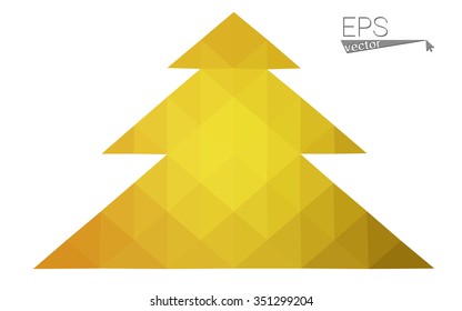 Dark yellow low polygon style christmas tree vector illustration consisting of triangles.Abstract polygonal origami or crystal design of New Years celebration. Isolated on white background. Dark yellow low polygon style christmas tree vector illustration consisting of triangles.Abstract polygonal origami or crystal design of New Years celebration. Isolated on white background.