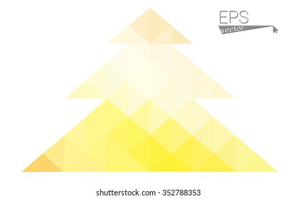 Dark yellow low polygon style christmas tree vector illustration consisting of triangles. Abstract polygonal origami or crystal design of New Years celebration. Isolated on white background.