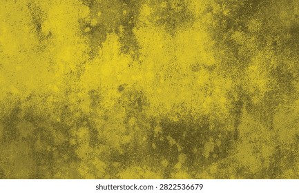 Dark yellow monochrome liquid ink wash texture with faded ochre edges and bold dark grunge splatters for minimalist fine art illustration backgrounds