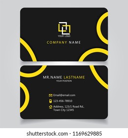 Dark Yellow name card and business card with creative modern style horizontal standard size curve corner vector illustration template