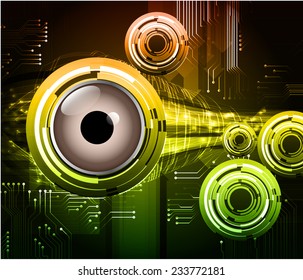 Dark yellow orange green Light Abstract Technology background for computer graphic website internet. circuit. eyes.