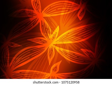 Dark Yellow, Orange vector abstract doodle texture. Colorful abstract illustration with lines in Asian style. Hand painted design for web, wrapping, wallpaper.