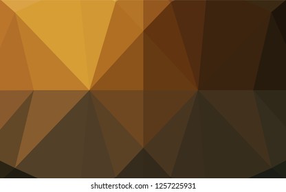 Dark Yellow, Orange vector abstract mosaic background. Triangular geometric sample with gradient.  The textured pattern can be used for background.