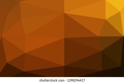 Dark Yellow, Orange vector abstract polygonal layout. Triangular geometric sample with gradient.  Triangular pattern for your business design.