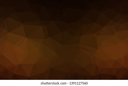 Dark Yellow, Orange vector abstract polygonal cover. Triangular geometric sample with gradient.  Brand new style for your business design.