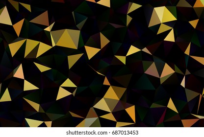 Dark Yellow, Orange vector abstract mosaic template. Triangular geometric sample with gradient.  A new texture for your design.