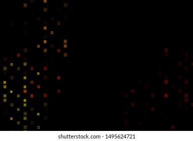 Dark Yellow, Orange vector backdrop with circles, squares. Decorative design in abstract style with circles, rectangles. Pattern for commercials.