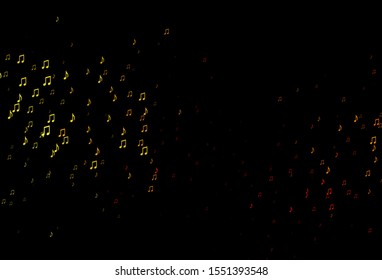 Dark Yellow, Orange vector backdrop with music notes. Decorative design in abstract style with music shapes. Pattern for school ad, booklets.
