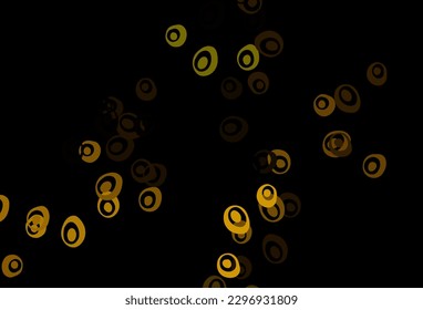 Dark Yellow, Orange vector backdrop with dots. Blurred bubbles on abstract background with colorful gradient. Pattern of water, rain drops.