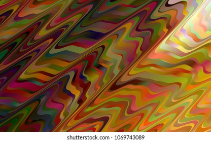 Dark Yellow, Orange vector background with liquid shapes. Shining illustration, which consist of blurred lines, circles. A completely new template for your business design.