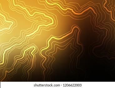 Dark Yellow, Orange vector background with lamp shapes. Shining illustration, which consist of blurred lines, circles. The template for cell phone backgrounds.
