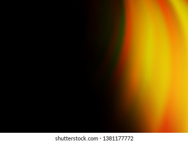 Dark Yellow, Orange vector background with abstract lines. A sample with blurred bubble shapes. Brand new design for your ads, poster, banner.
