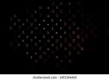 Dark Yellow, Orange vector background with signs of alphabet. Abstract illustration with colored latin alphabet. Smart design for your business advert of university.