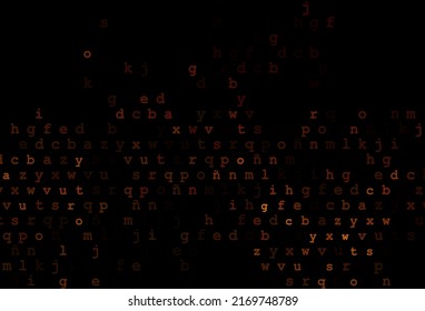 Dark yellow, orange vector background with signs of alphabet. Colored alphabet signs with gradient on white background. Template can be used as a background for ads of typography.